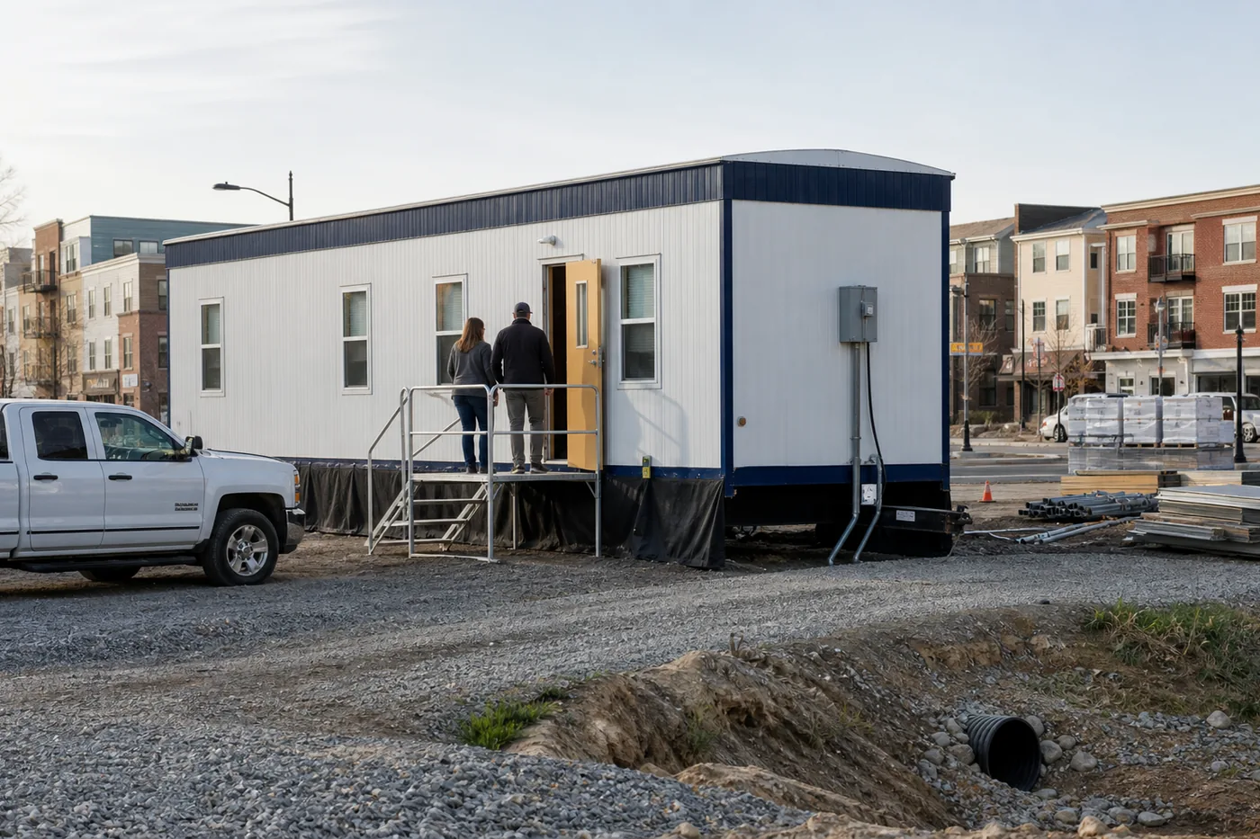 Mobile office trailer available for a Henderson project